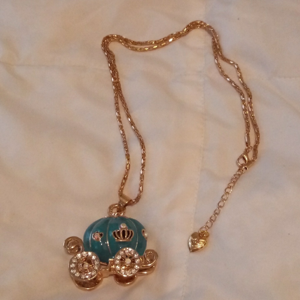 Betsy Johnson Blue Carriage Necklace